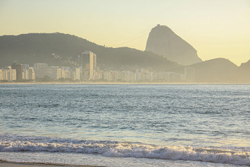 Dawn at Copacabana Beach in Rio de Janeiro.