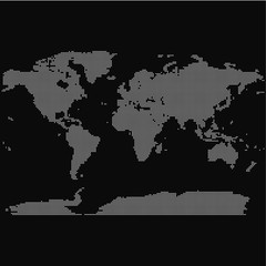 Dot world map on black background. Vector Illustration