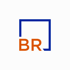 Obraz premium Letter BR Logo design with square frame line art. business consulting concept. studio,room,group icon. Suitable for business, consulting group company. - vector