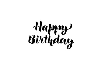 Illustration with hand lettering - Happy birthday. Black text.