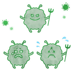緑のカビ　キャラクターイラストセット