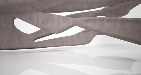 Abstract architectural brown concrete smooth interior of a minimalist house. 3D illustration and rendering