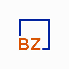 Letter BZ Logo design with square frame line art. business consulting concept. studio,room,group icon. Suitable for business, consulting group company. - vector
