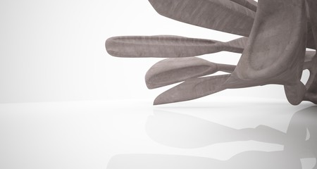 Abstract architectural brown concrete smooth interior of a minimalist house. 3D illustration and rendering