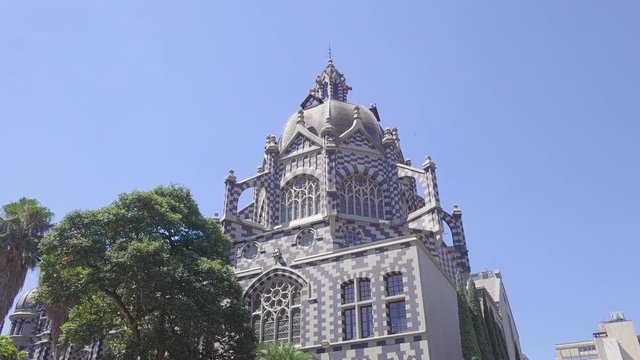 Slow motion 4k walking shot of Plaza Botero, Medellin