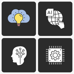 Artificial intelligence icons set. Vector illustration isolated.