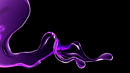 Splash fluid. 3d illustration, 3d rendering.