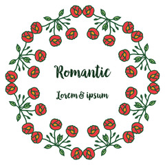 Seamless red wreath frame, for poster romantic. Vector