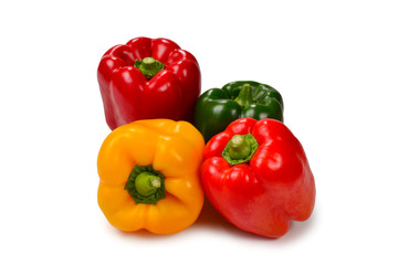 Group of bell peppers isolated on white background.
