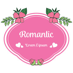 Vintage wedding card romantic with pink flower frame on a white background. Vector