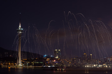 Fototapeta na wymiar Macau, China 7th September 2019. 30th Macao International Fireworks Display Contest, Philippines Team - Platinum Fireworks, Inc.