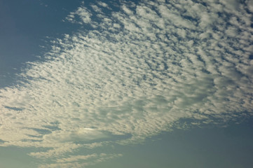 An attractive sea of clouds that spreads over the blue sky