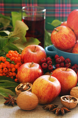 Naklejka na ściany i meble Apples and berries with autumn mood 