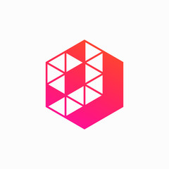 Down Arrow hexagon abstract logo design. Delivery icon. Web, Digital, Marketing, Network icon. construction concept. -vector