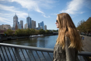 Young Woman Crossing Yarra River