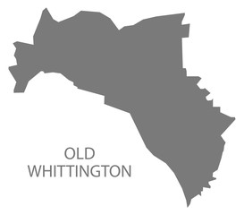 Fototapeta premium Old Whittington grey ward map of Chesterfield district in East Midlands England UK