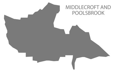 Obraz premium Middlecroft and Poolsbrook grey ward map of Chesterfield district in East Midlands England UK