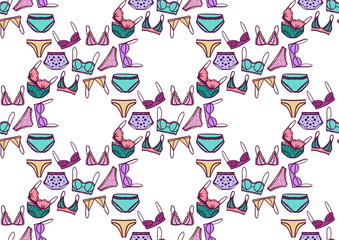 color seamless pattern underwear: bras and panties