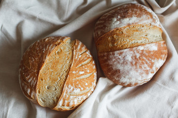 homemade cake. Homemade white bread with signature cuts