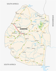 Fototapeta premium Kingdom of Eswatini formerly Swaziland road map
