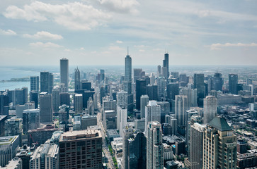 Chicago city skyline aerial view, Illinois, USA
