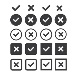 Set of black check mark icon.