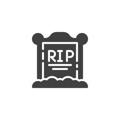 Tombstone on the grave vector icon. filled flat sign for mobile concept and web design. Gravestone glyph icon. Symbol, logo illustration. Vector graphics