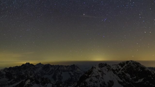 Timelapse is showing a view of the night sky from Lomnicky Peak in April.