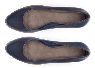 Female shoes on a white background. Top view.