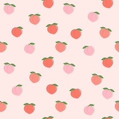 pink peach seamless pattern. fresh fruit background.