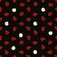 apple seamless pattern. Fresh organic healthy fruit background. -Vector
