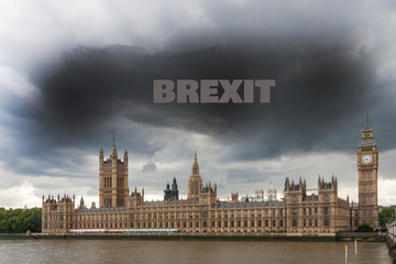 Brexit storm cloud  over the Palace of Westminster.