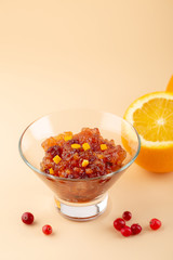 Orange and cranberry confiture, winter food