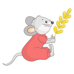 Vector cute little mouse with spikelets