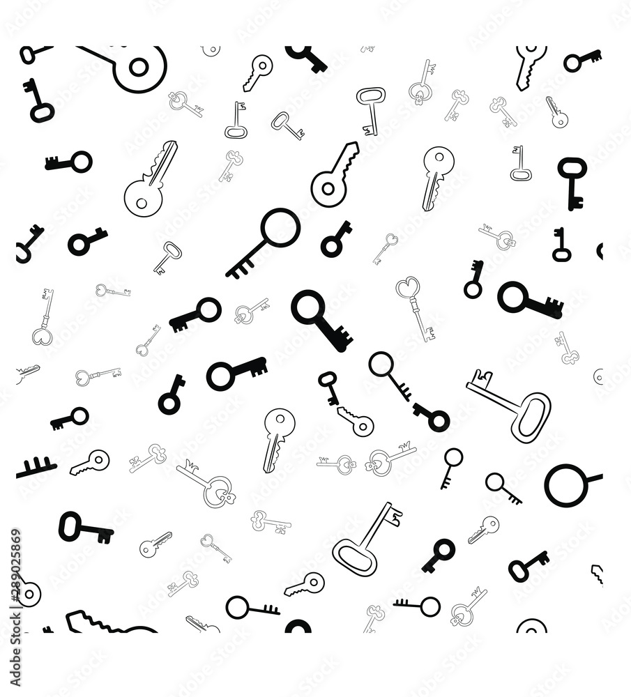 Poster seamless vector pattern with keys. texture for textile, wallpaper and backdrop