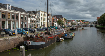 Fototapeta na wymiar City of Zwolle Overijssel Netherlands. Canal and boats