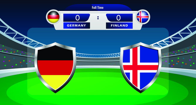 Vector illustration of football match results between Germany and Finland