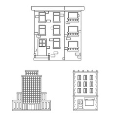 Isolated object of architecture and exterior logo. Set of architecture and city vector icon for stock.