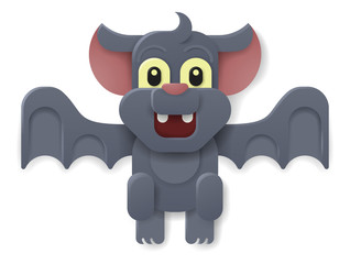 A Halloween cute vampire bat in a cartoon papercraft style