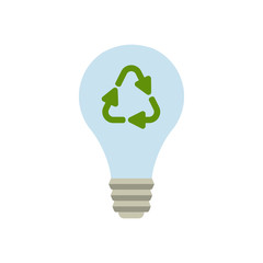 Ecology concept of light bulb with recycling symbol. Vector illustration isolated from white background