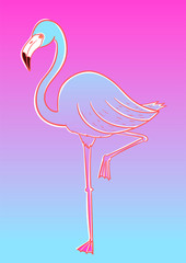 gradient flamingos on one leg isolated