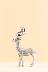 Christmas reindeer on pastel color background. Christmas or New Year minimal concept.