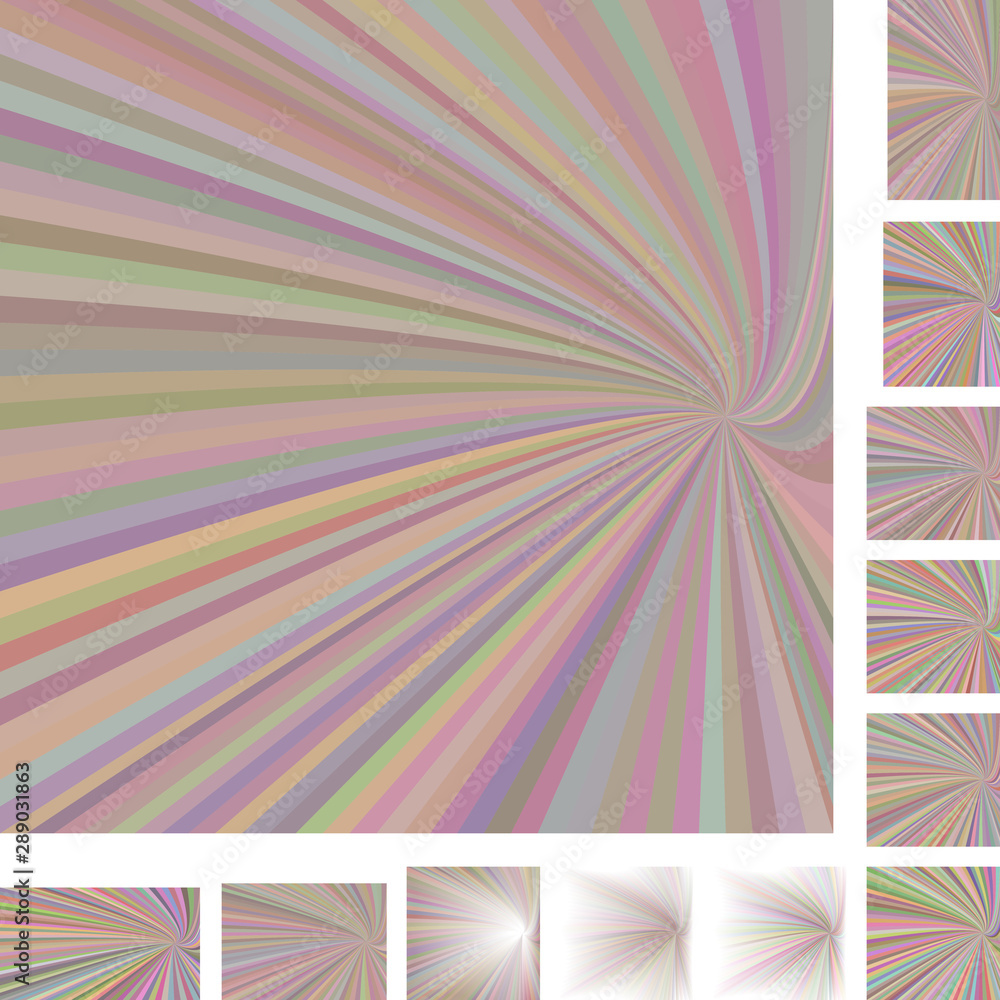 Aufkleber light colorful vector ray burst design background set. different color, gradient, screen, paper size