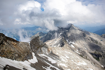 Alpine Mountain Ridge with Snow