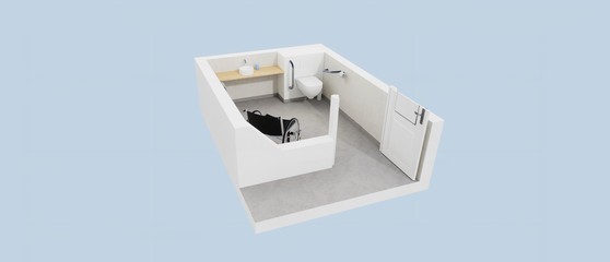 Fototapeta premium Vue 3d toilettes handicapé, PMR 02