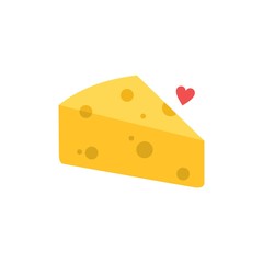 Cheese vector with love icon. Vector illustration of cheese