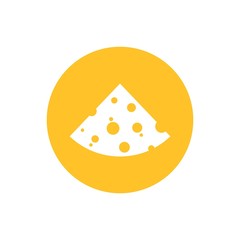 Cheese vector icon. Cheese icon isolated on yellow circle
