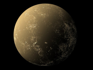 big yellow planet on a background of black sky, space