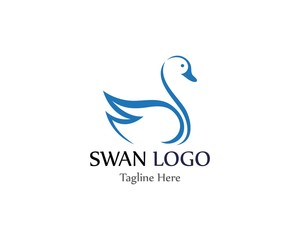 Swan logo simple icon template vector illustration creative design