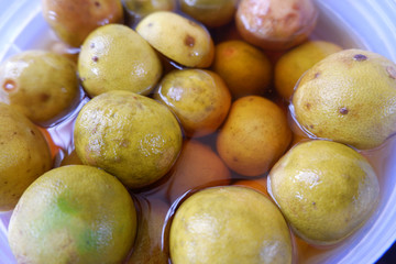 Pickled lime used in cooking. Asia